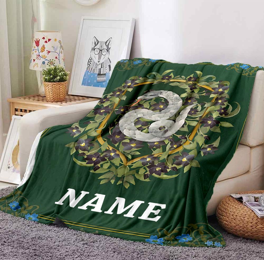 Custom Name Floral Fantasy Flannel Blanket Throw Blanket Soft Warm Sofa Bed Home Decor Unique Gift