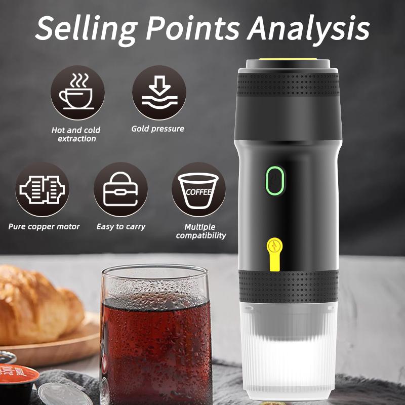 Portable Wireless Coffee Maker, Rechargeable Capsule Espresso Machine, Outdoor Convenient Coffee Maker