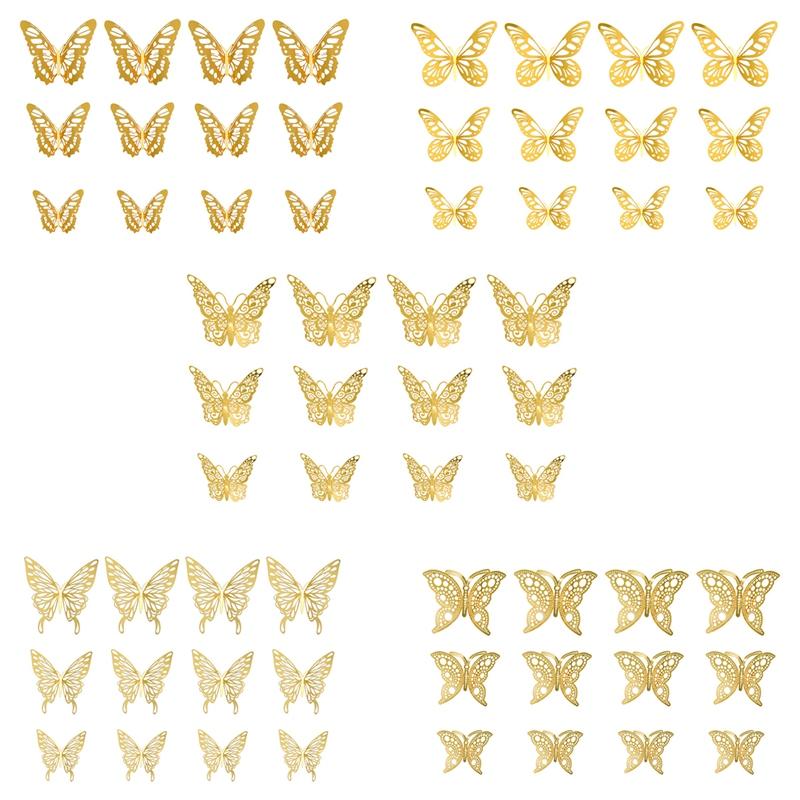 60 Pcs Paper Butterfly Wall Decor For Mother's Day Valentine's Day Wedding Party Decoration
