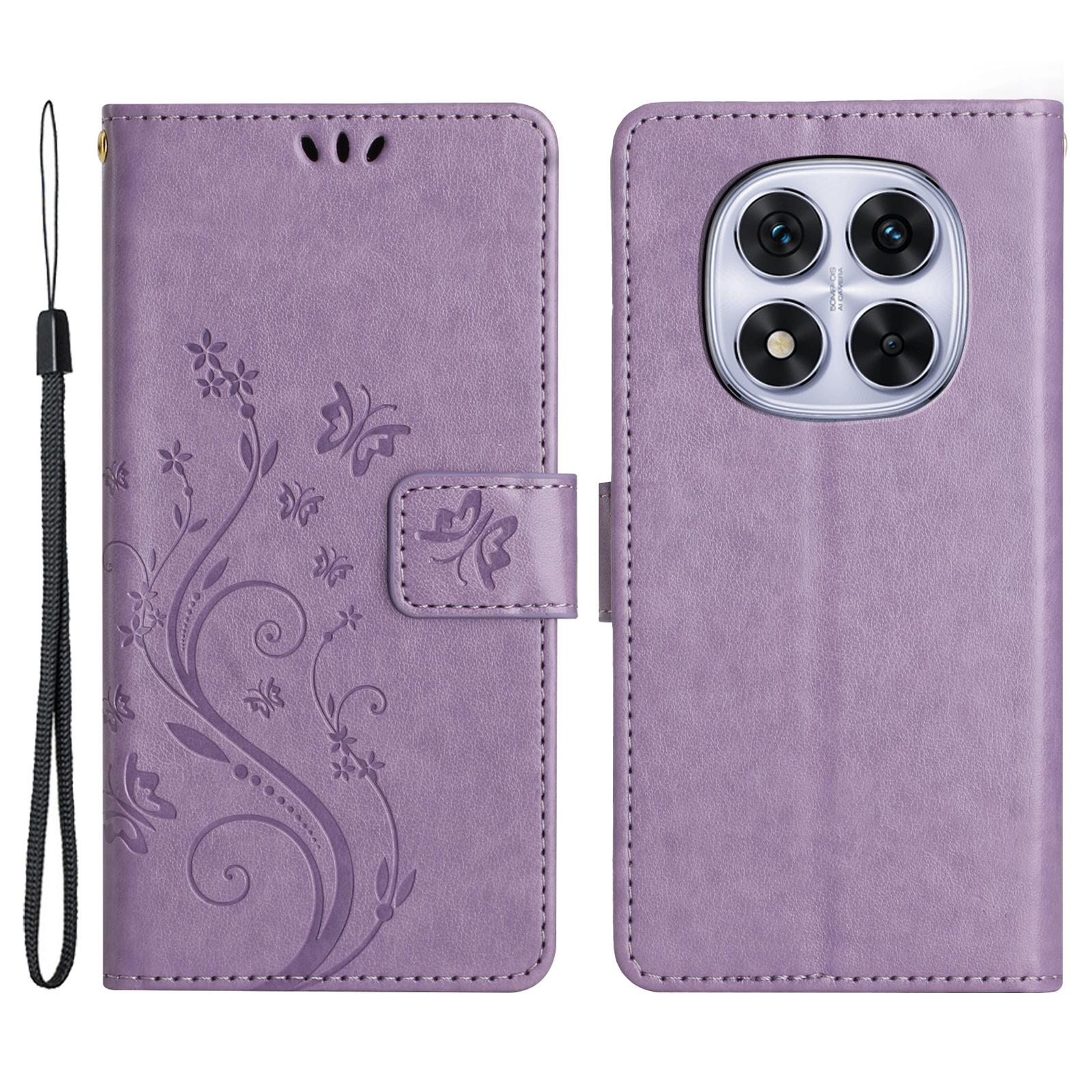 

For Xiaomi Redmi Note 14 Pro+ 5G Case PU Leather Phone Wallet Cover with Strap Light Purple