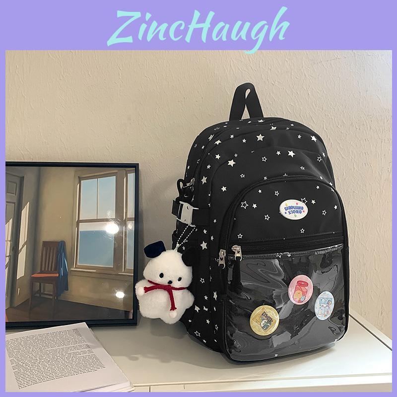 Nylon Student Backpack With Star Print Design For Casual Travel Girls Boys