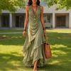 European and American Women's Clothing Summer New Sleeveless V-neck Ruffle Edge Irregular Solid Color Dress