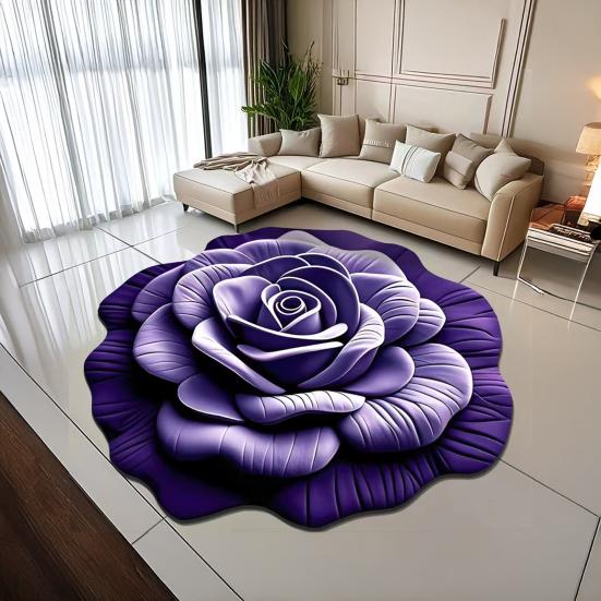 Yousheng Diatomaceous Earth Floor Mat 3D Realistic Flower Pattern Non-Slip Backing Door Mat Living Room Bathroom Kitchen Absorbent Mat