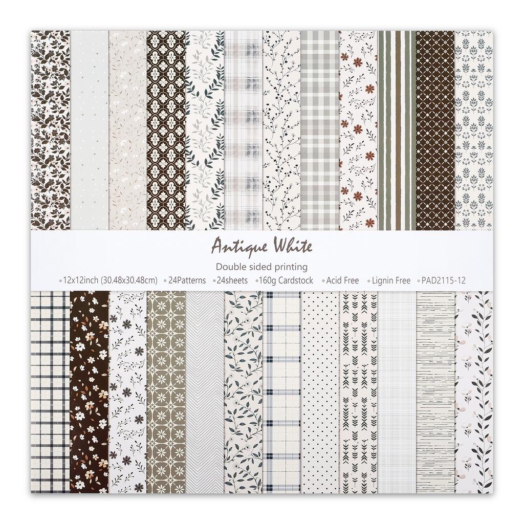 24/48Pcs Double Sided Scrapbook Paper DIY Handmade Collage Decorative Background Paper Journaling Background Decoration 12x12In