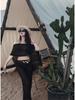 Melanoid Retro Coffee Split Bikini Set: 4-Piece Long Skirt Swimsuit with Flaw Covering, Slimming Fit & Sun Protection for Summer