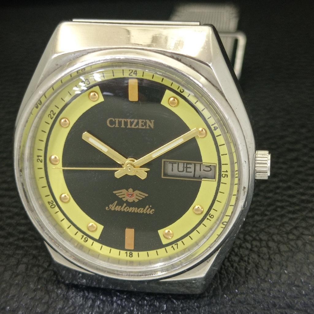 VINTAGE CITIZEN AUTOMATIC 8200 JAPAN MENS BLACK COLOR DIAL WATCH a702761-1 R210-a702761