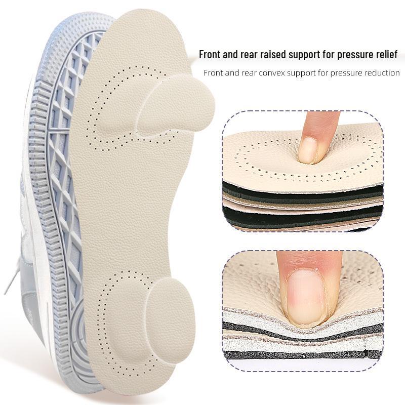 Men's & Women's Soft Latex Leather Insoles with Thickened Forefoot & Heel, Cuttable & Anti-Wear for Sports