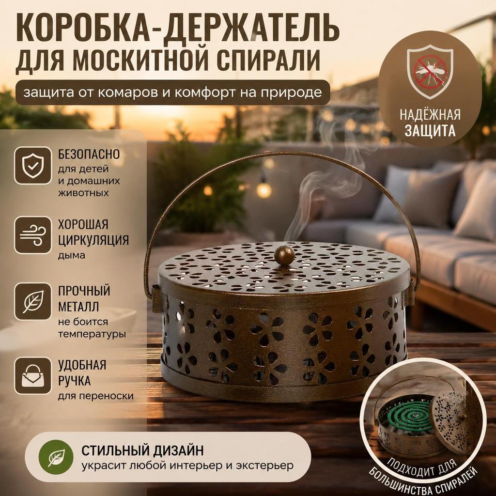 Mosquito Coil Holder Box, Mosquito Coil Burner Container, Mosquito Repellent Coil Stand for Home, Garden, Outdoor and Camping