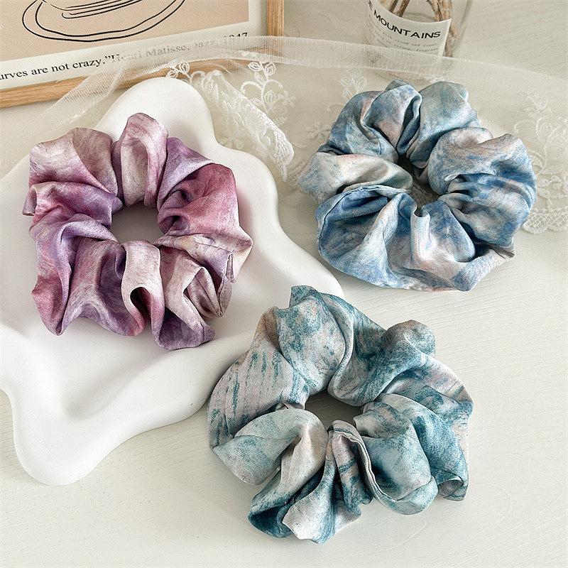 New Zari-dyed Satin Fabric Large Braided Hairband, Stylish and Versatile Elastic Hair Tie for Women's Updo Hairstyle