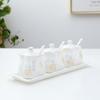 Lotus Ceramic Condiment Jar Set for Salt, Sugar, Soy Sauce, and Vinegar