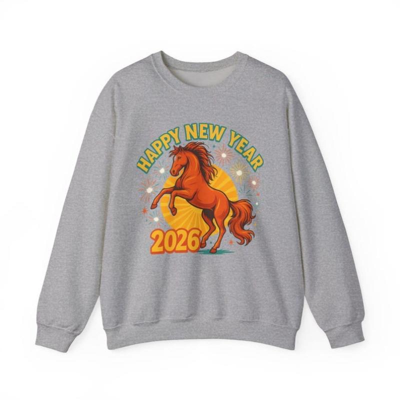 Happy New Year Keep Warm Horse Sweatshirt of The Lunar Gift Holiday Crewneck Matching Hoodies Autumn and Winter Adult Pullover