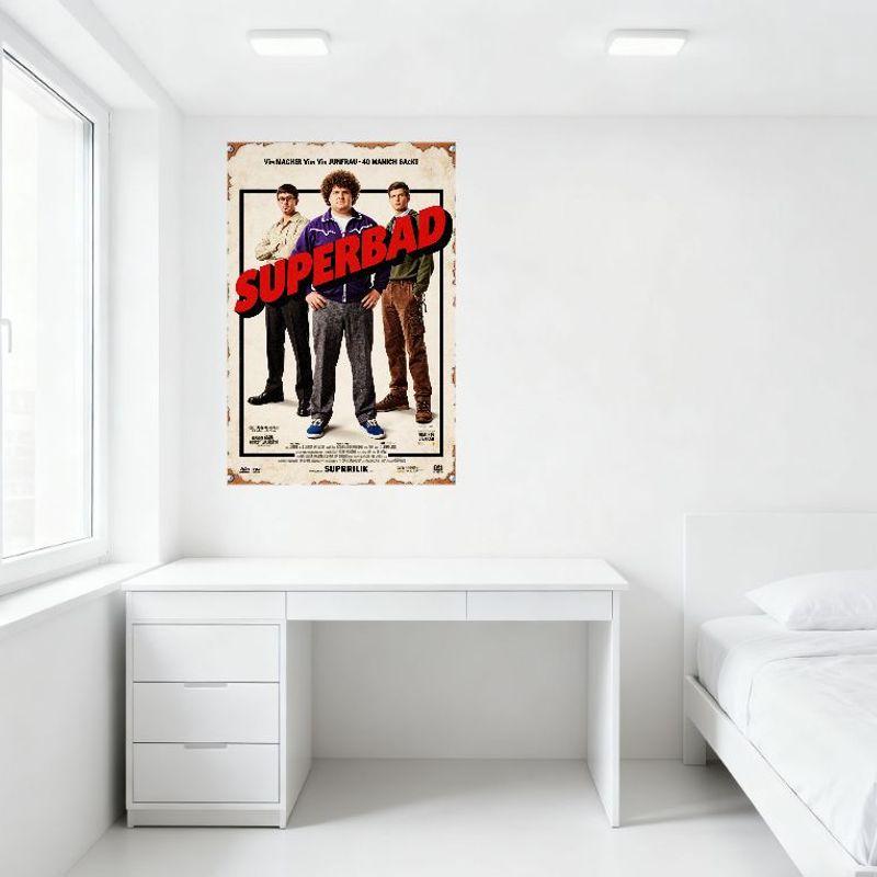 Superbad Movie Poster Vintage Metal Tin Sign Custom Comedy Movie Wall Plaque for Man Cave Home Bar Cafe Decor