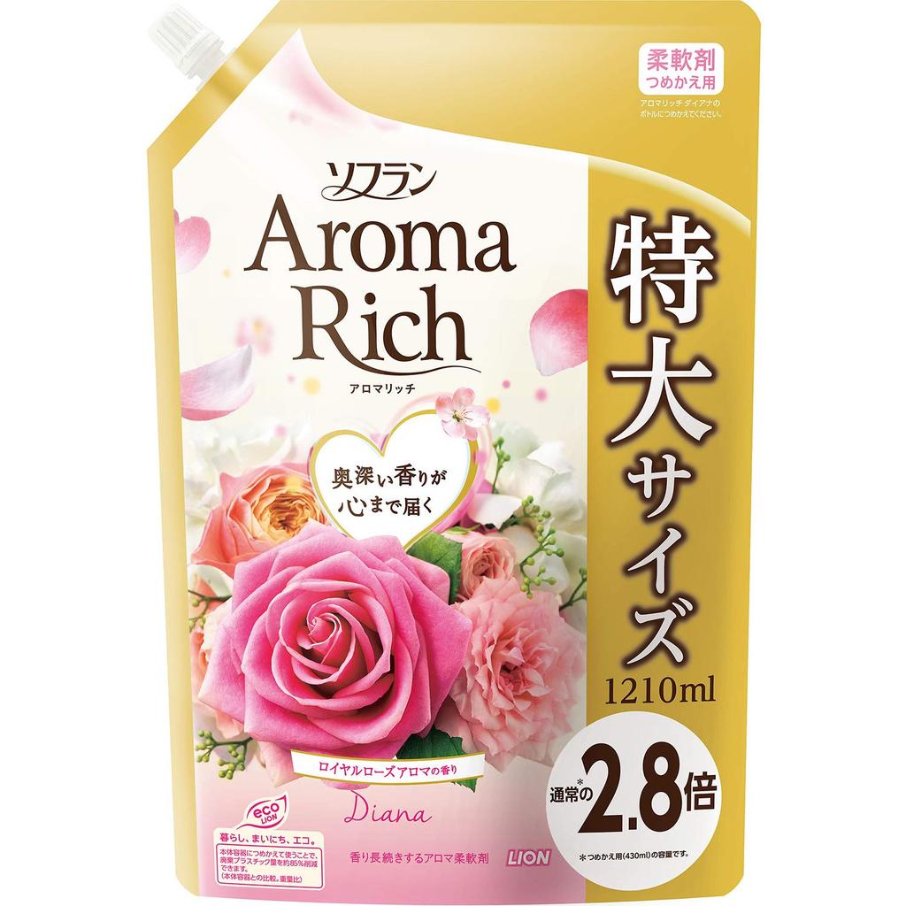 Soflan Aroma Rich Fabric Softener Diana Rose 1210ml (Royal Scent) Refill,