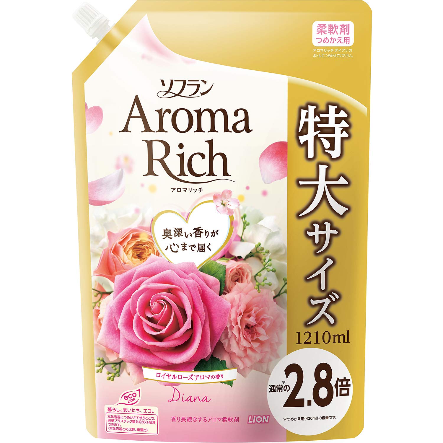 

Soflan Aroma Rich Fabric Softener Diana Rose 1210ml (Royal Scent) Refill,