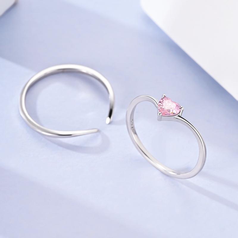 New Design 925 Silver Infinite Pink Zircon Love Heart Shape Ring Finger Rings For Women High Quality Wedding Jewelry Gift