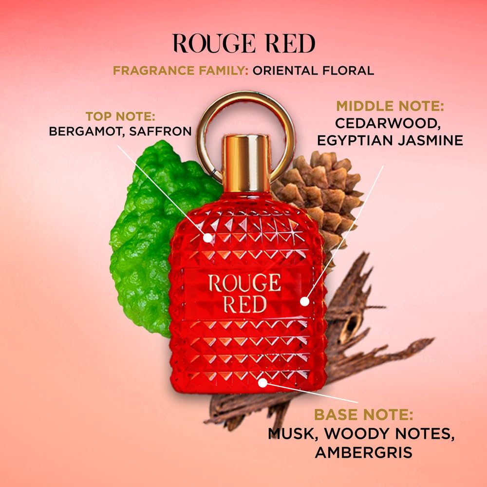 Lyla Blanc Urban Scent Rouge Red Perfume for Women | Premium Eau De Parfum with Long-Lasting Floral & Fruity Fragrance | 100ml