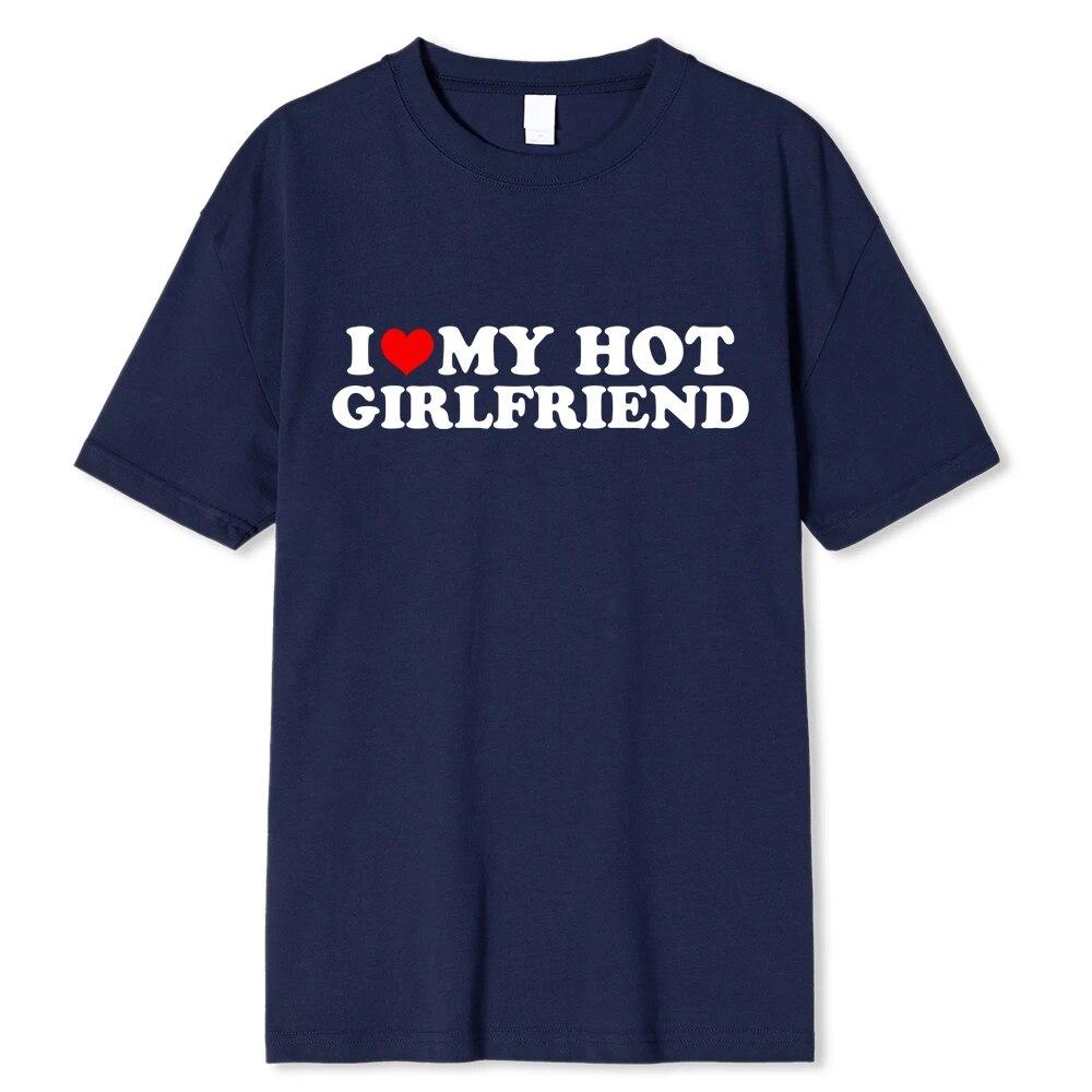 

Вінтаж Смішна I Love My Hot Girlfriend Boyfriend T-Shirt Парна графічна футболка для чоловіків Boyfriends Casual Sport Streetwear Top M темно-синього кольору