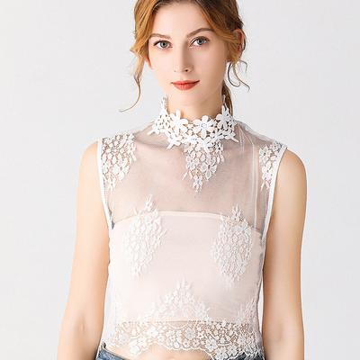Women's Lace Floral False Collar White Hollowed Out Ruffle Removable Shirt Fake Collar Half Shirt Detachable Collar