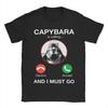 Funny Capybara With Ufos Tshirts Unisex Unisex Unique Cotton Tee Shirt Round Collar Short Sleeve T Shirt Gift Tops