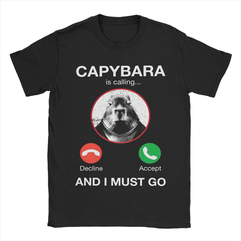 Funny Capybara With Ufos Tshirts Unisex Unisex Unique Cotton Tee Shirt Round Collar Short Sleeve T Shirt Gift Tops