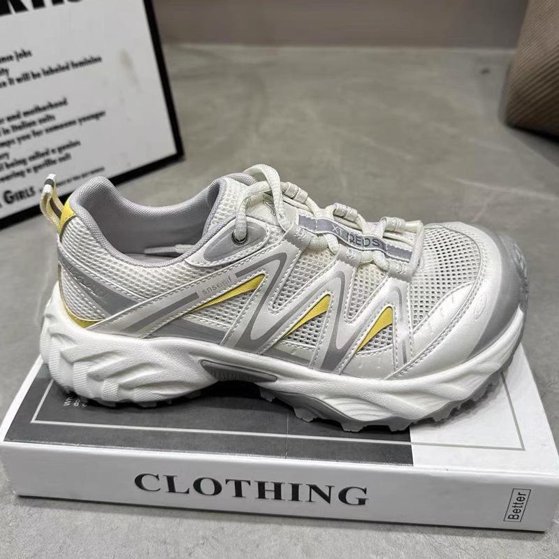 

Fashion Women Sneakers 2025 Summer Mesh Breathable Round Toe Non Slip Sports Shoes Comfortable Outdoor Fashion Lace-up Vulcanize Shoes 40 жёлтый