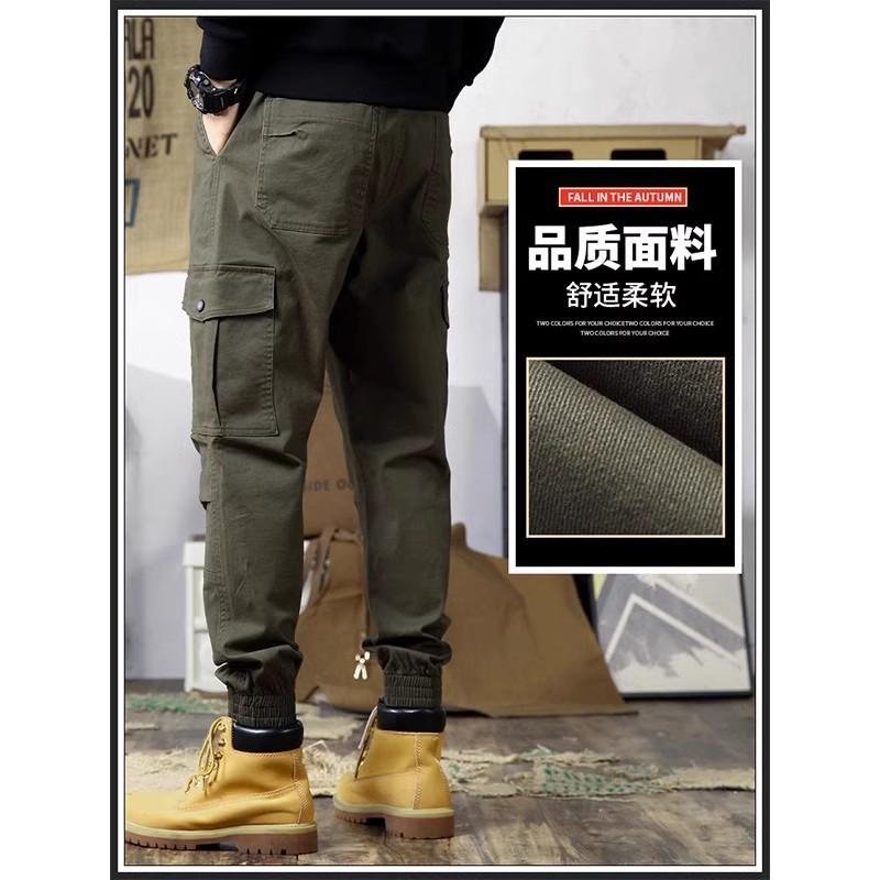 Tooling leggings casual pants men's trendy brand autumn and winter new loose ruffian handsome American military green trousers