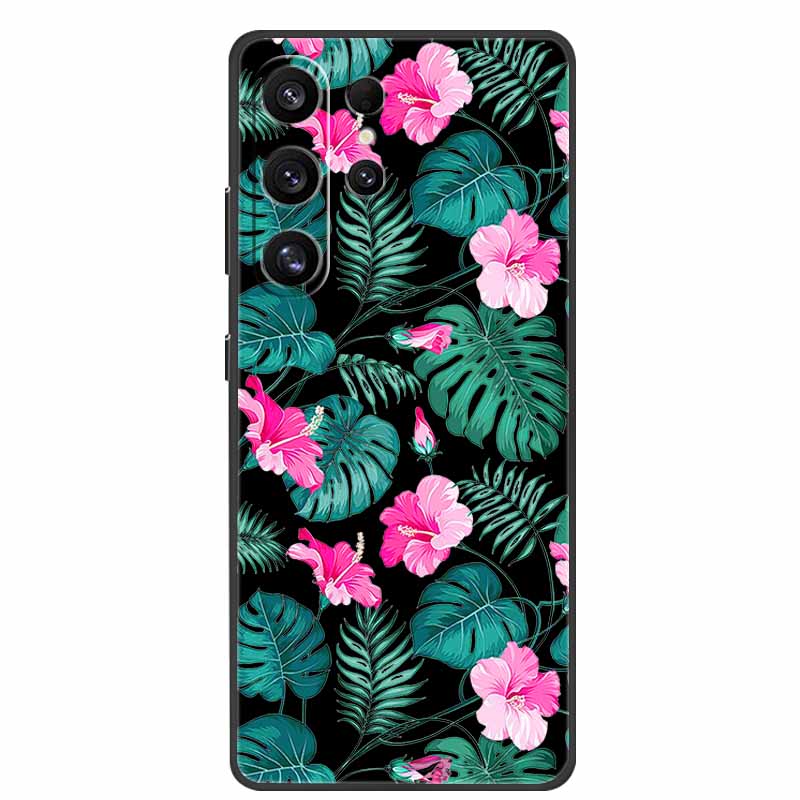 For Samsung Galaxy S26 Ultra Case Cute Floral Black Luxury Soft Silicone Back Cover For Samsung S26 Ultra Cases GalaxyS26 Ultra