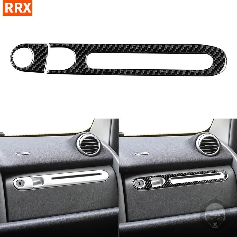 For Benz Smart 451 Coupe 2011 2012 2013 2014 2015 Glove Box Handle Panel Trim Real Carbon Fiber Sticker Car Interior Accessories