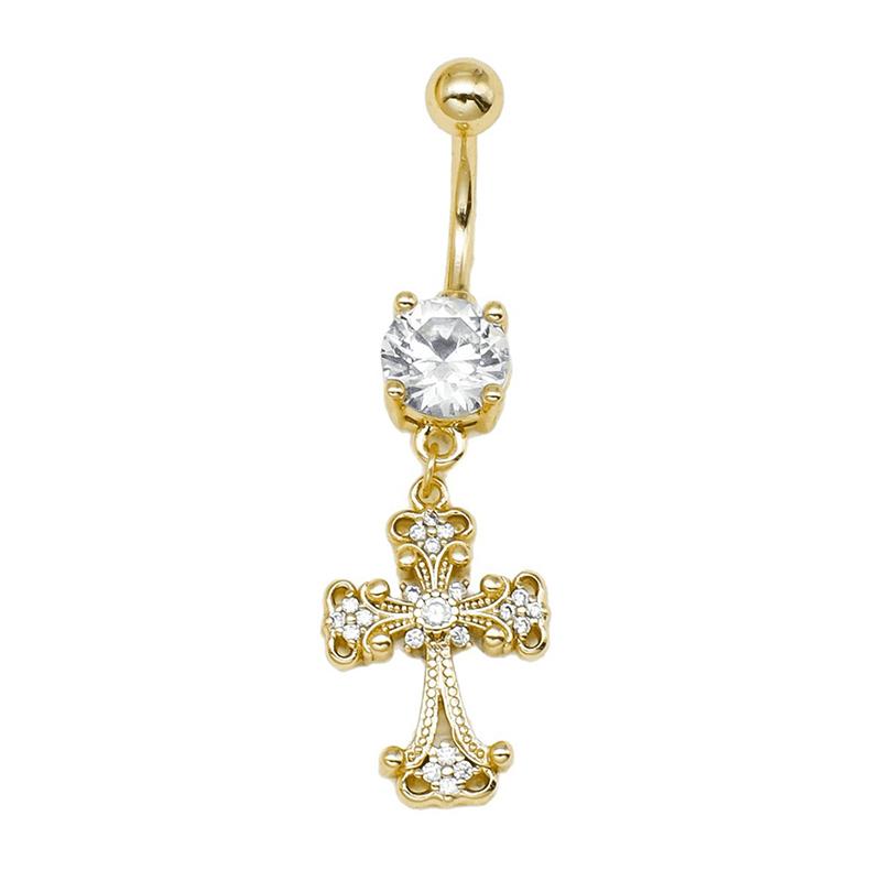 Personality Cross Pendants Navel Rings For Women Zircon Belly Button Nail Body Piercings Jewelry