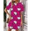 Robe d'été élégante et belle pour femme Nouvelle collection Hello Kitty Jupe courte sexy Robe mini à col rond pour femme