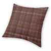 Orange Brown Plaid Square Pillowcase Polyester Linen Velvet Pattern Zip Decorative Pillow Case Car Cushion Case 18"