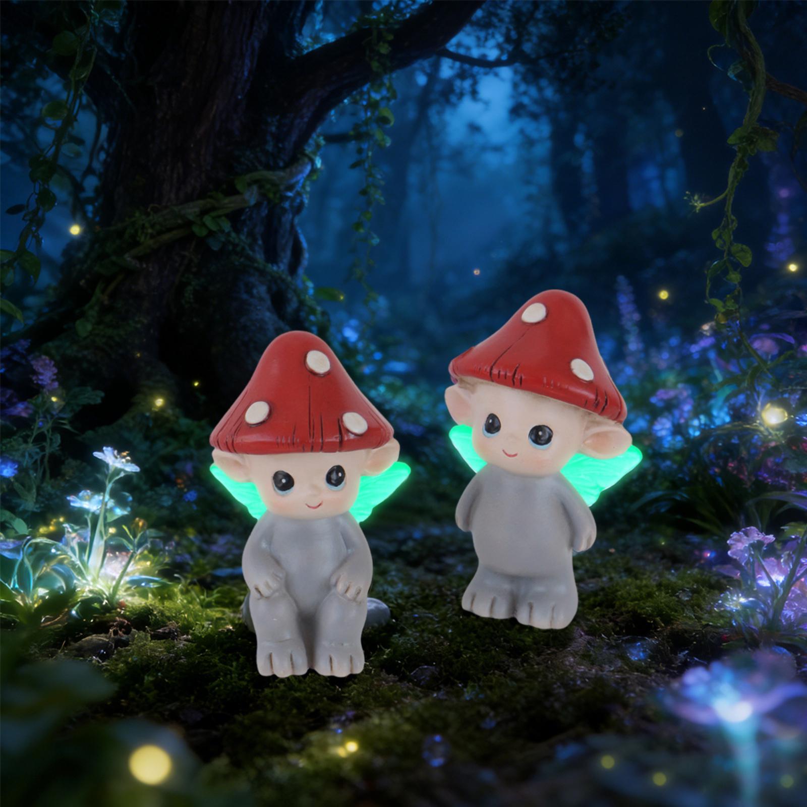 

Luminous Mushrooms Elfs Resin Ornament One Size
