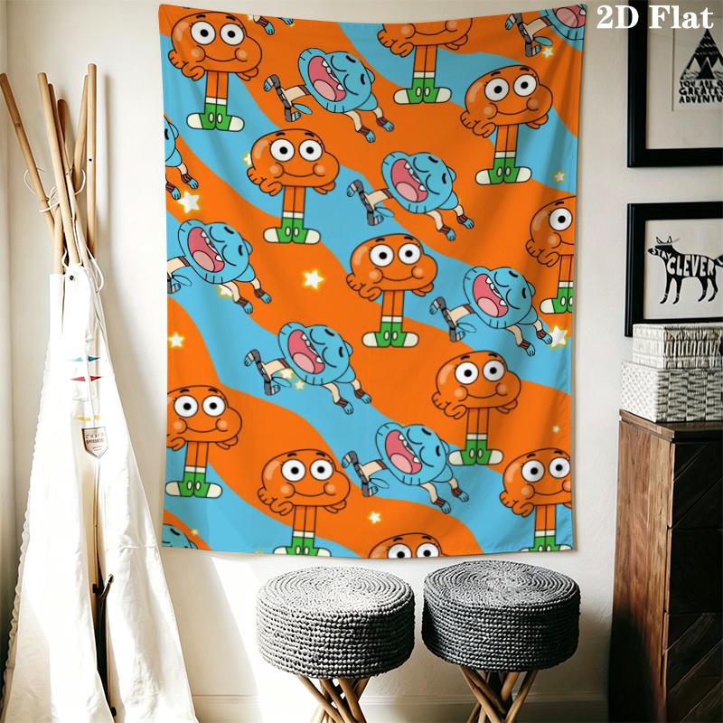 The Amazing World of Gumball Wall Tapestry Aesthetic Wall Hanging Printed Fabric Blanket Decorative Tapestries for Bedroom Living Room Home Decor