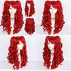 Lolita Cosplay Wig With Double Tiger Clips Red Long Curly Synthetic Hair For Anime Costumes
