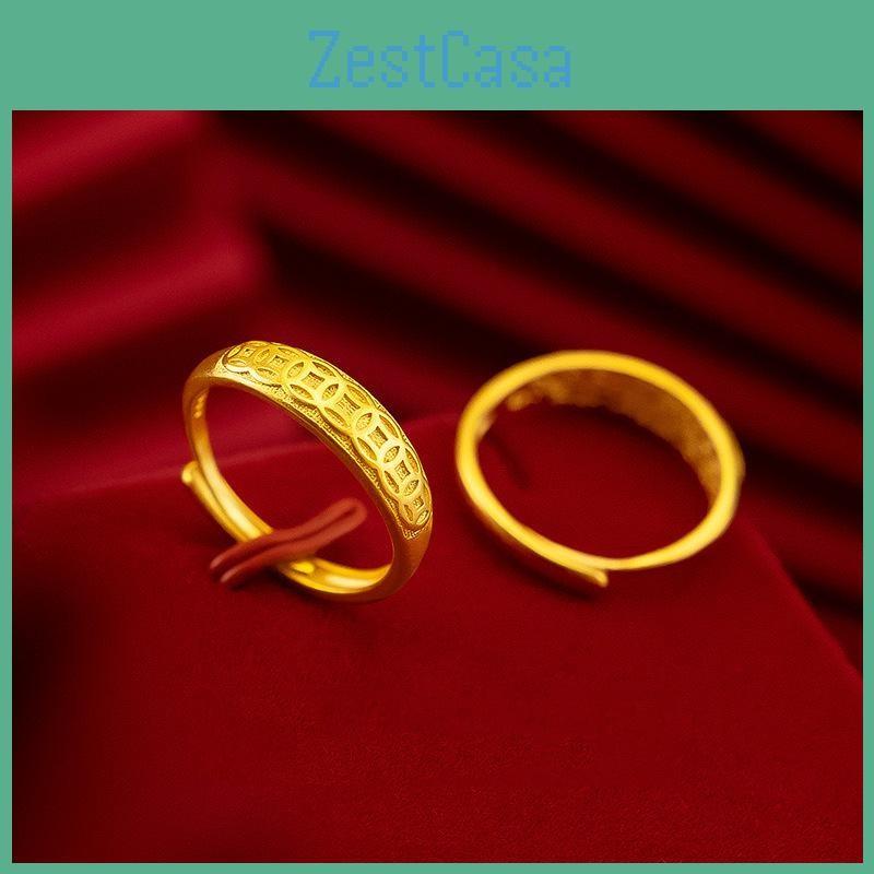 Plated Gold Beautiful Coin Ring For Women Adjustable Size Chic Ring Accessory