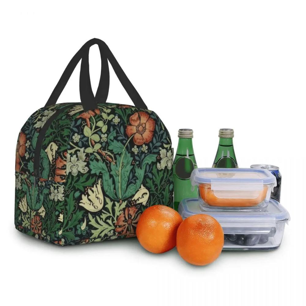 William Morris Compton Floral Pattern Lunch Box for Women Multifunction Cooler Thermal Food Insulated Lunch Bag Office Work