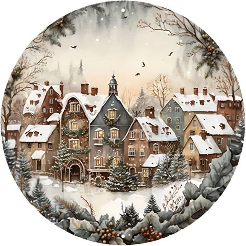 Hexenbesen Halloween Schild, Runde Aluminium Wandplakette 20x20cm