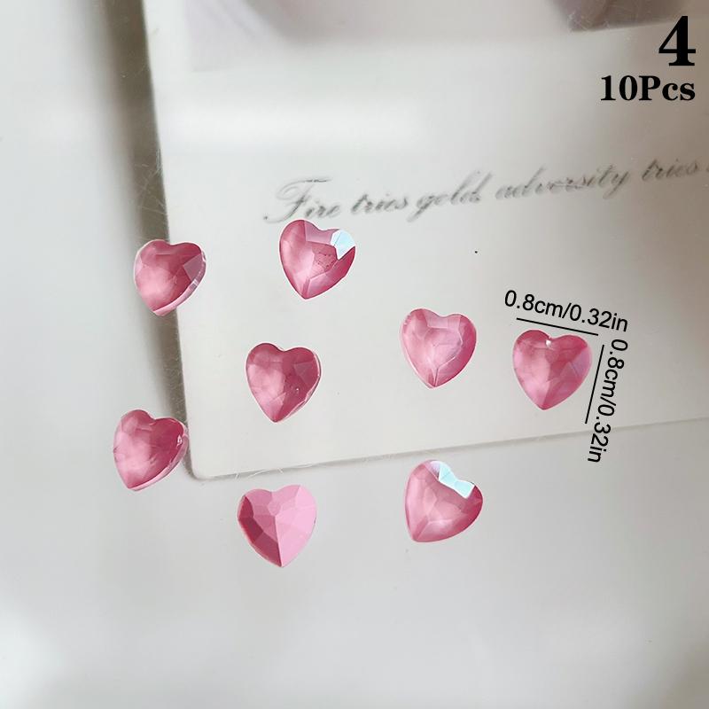 

10Pcs Pink Heart Rhinestones Nail Art Decorations Crystal Charms Diamond Jewelry Gem Nail Parts Accessories Stones Manicure 4