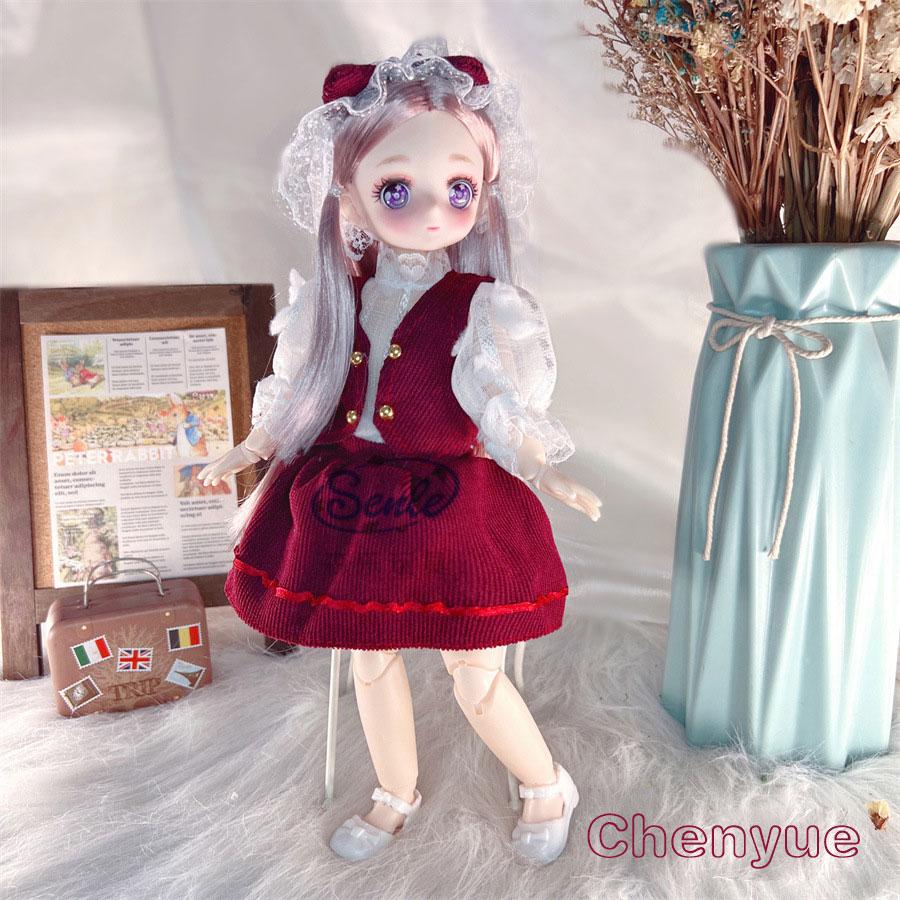 Attractive  Anime Eyes 1/6 Bjd Byte Dolls for Kids Girls DIY Ball-jointed Comic Face Doll 30cm with Dresses Clothes Dress Up