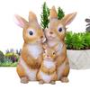 Families Of Three Rabbits Ornament Bunny Statue Outdoor Small Resin Ornaments Neutral Decoration For Door Home Landscaping