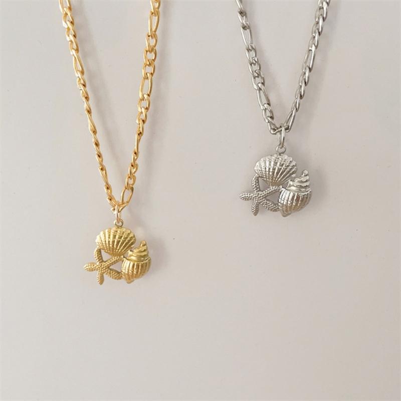 Gold and Silver Plated Necklace with Intricate Sea Shell Starfish Designs Perfect for Summer Parties and Daily Wear