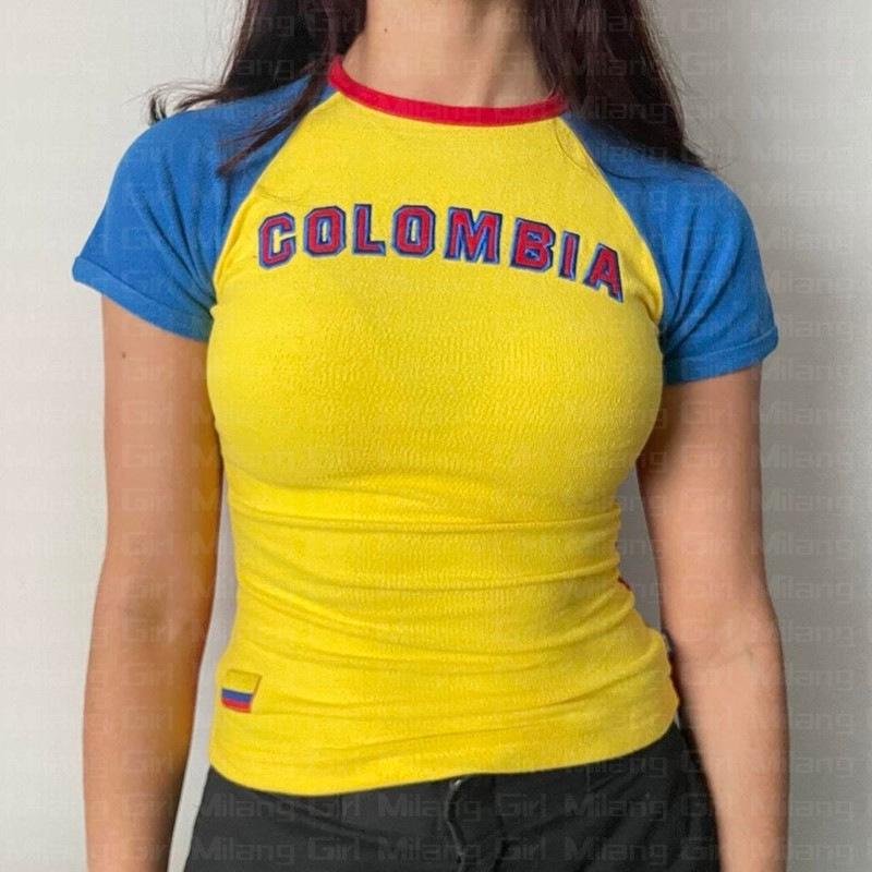 Damski crop top slim fit w stylu Y2K - Streetwear w stylu europejskim i amerykańskim