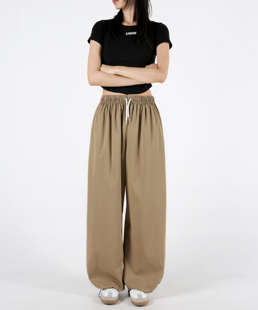 UMM Women'S Four Seasons Wide Pants With Drawstring Hem 5 Colors