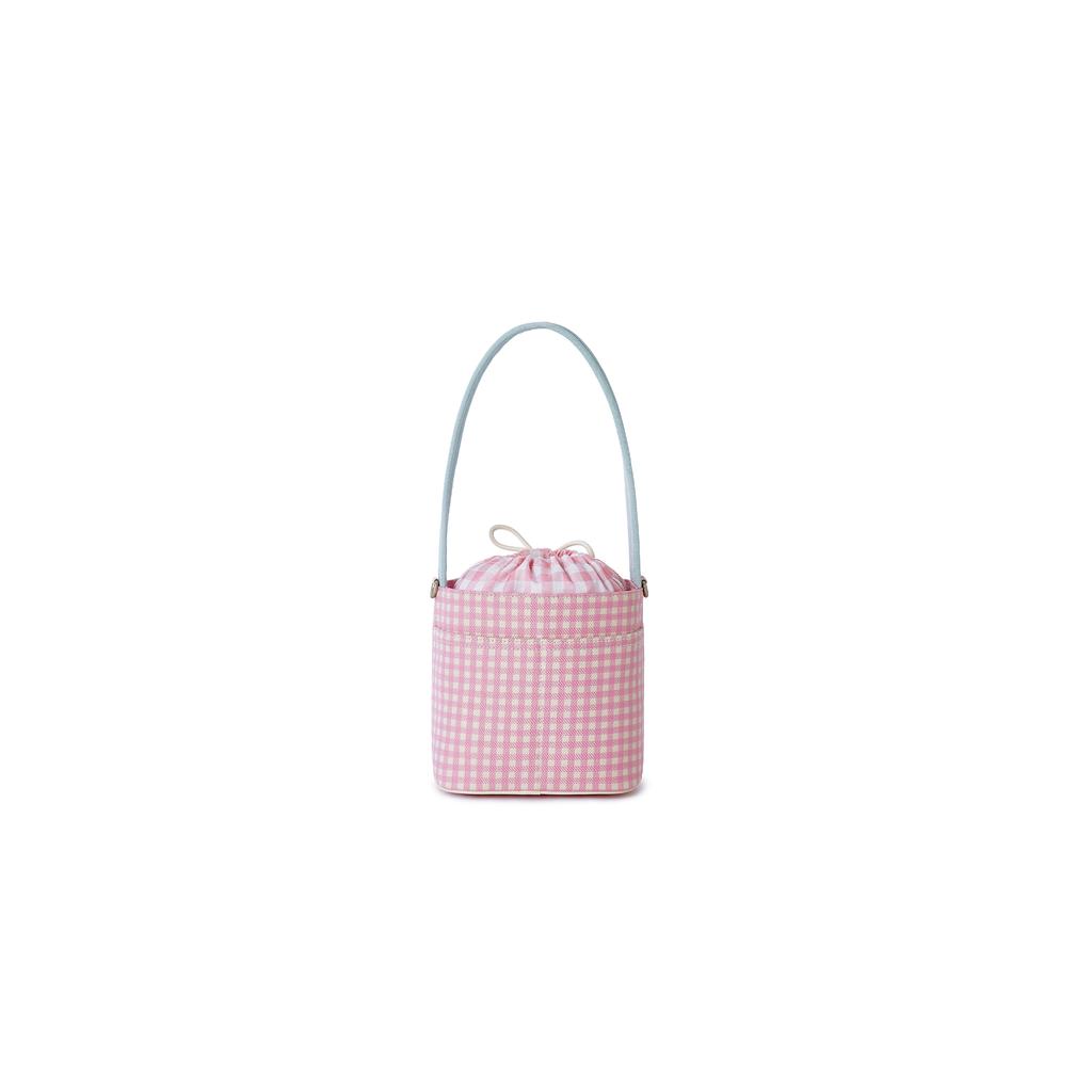 New Lee Fabric Bucket Bag, Handbag, Shoulder Bag Women's Pink Plaid LE250101M-102