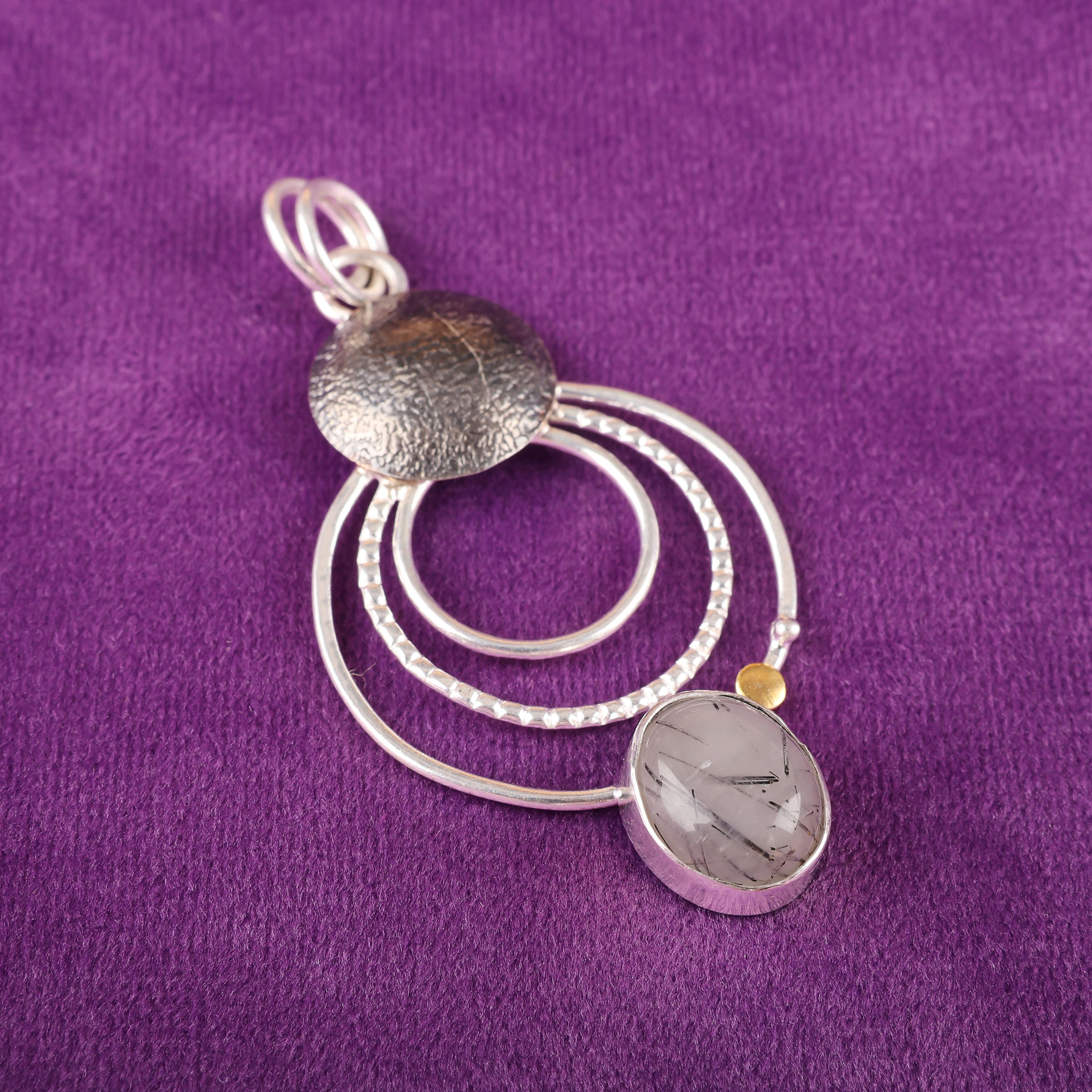 

Украшения из драгоценных камней Черного Рутила, Подвеска из стерлингового серебра 925 пробы, Красивая серебряная подвеска, Богемные украшения ручной работы для свадебного подарка 2.32 Inches чёрный