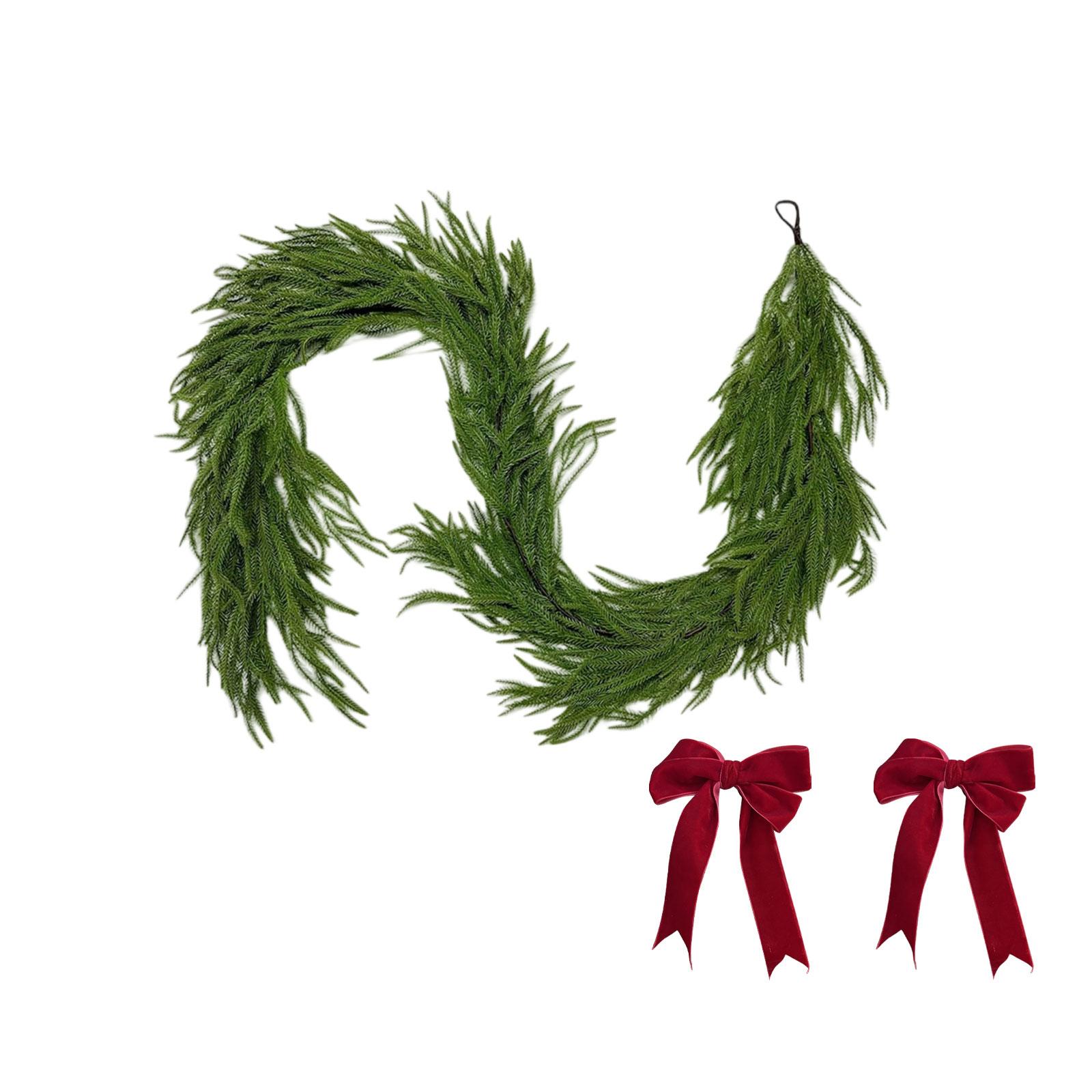 Christmas Vine Bow Style Festive Holiday Christmas Stair Decor Collectible Home Decoration Gift Ornament Christmas Party Decor One Size