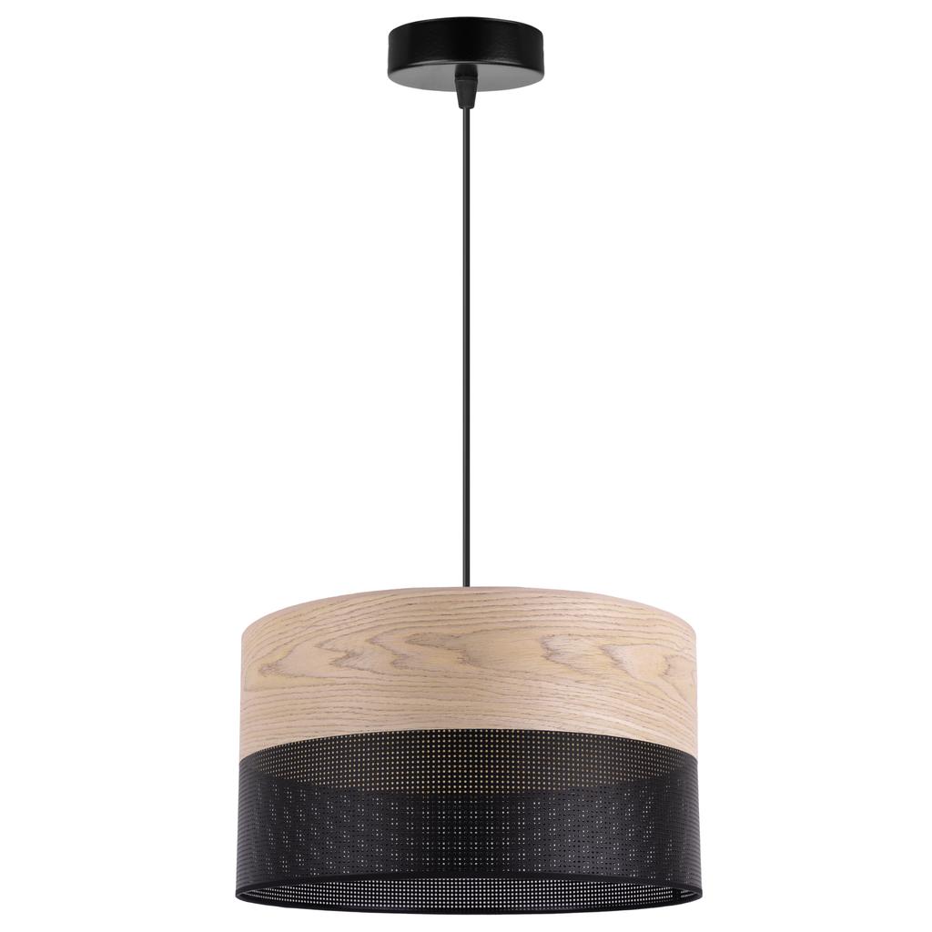 Single Hanging Lamp Classic Oak Veneer Lampshade 30Cm