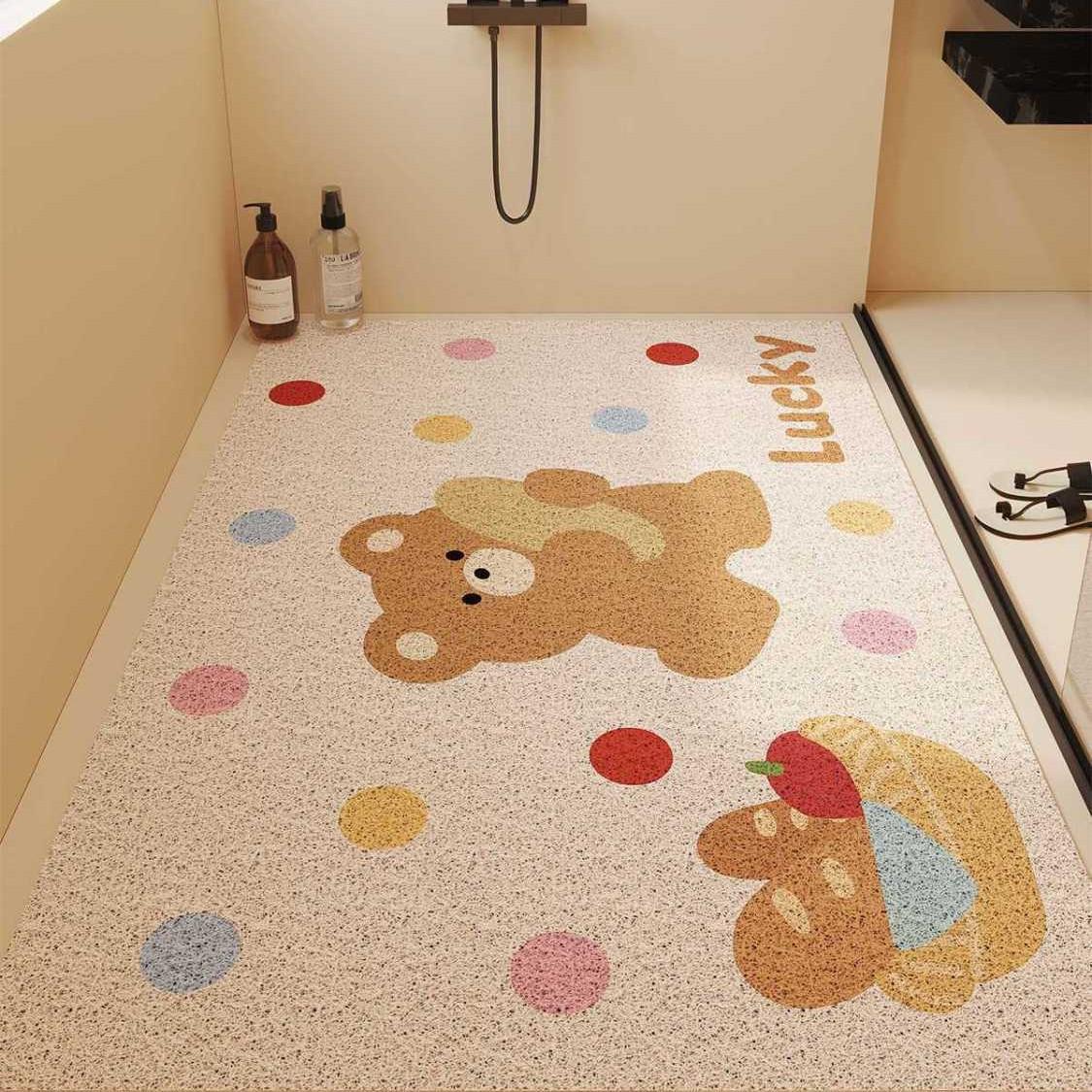 

Bath Mat Full Coverage Hollow Design Non Slip Bathroom Shower Floor Mat Kids Anti Fall Home Use Velvet Loop Floor Mat 40 x 60CM