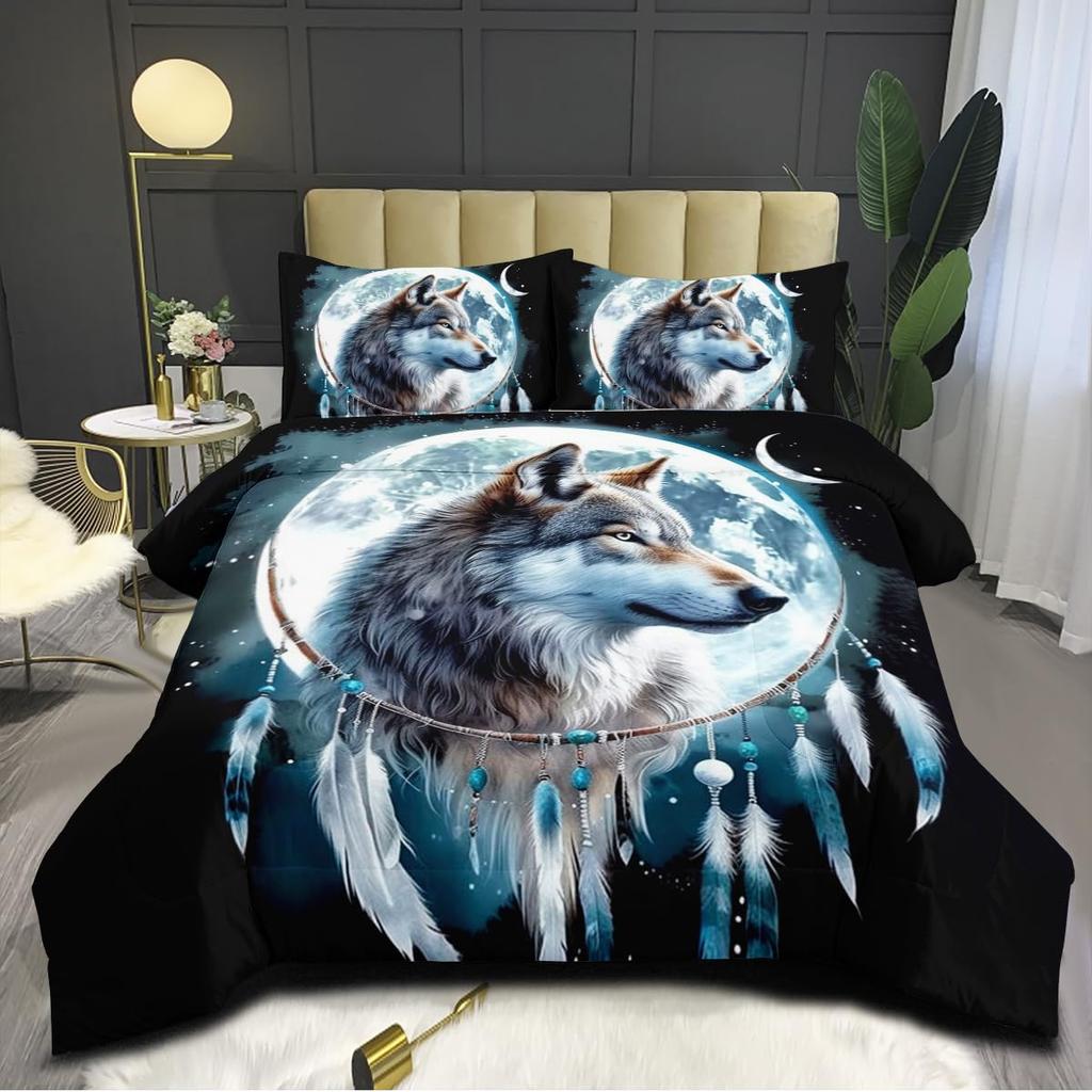 Wolf Bedding Sets Twin Queen King Size Wild Animal Theme Duvet Cover Set For Kids Teens Adults Room Decor 2 Pillowcases No Quilt