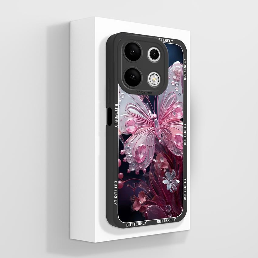 Pre telefón Xiaomi Redmi Note 13 12 14 Pro 13R 12R 14S Puzdro na telefón Pekný fialový vzor srdca pre milovníkov Mäkký silikón Vysoká kvalita Protišmykové puzdro Pre kryt Redmi